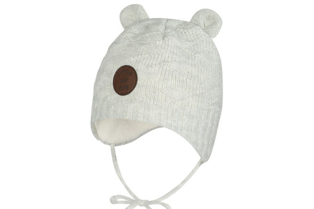 BROEL Gianni czapka dla chłopca na zimę uszka jasny szary