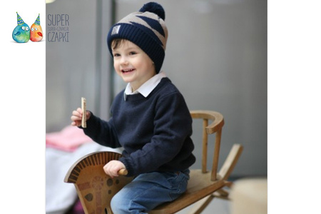Pupill SYBERIAN czapka na zimę dla chłopca z pomponem ruda