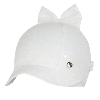                     BROEL HARMONIA czapka na lato dla dziewczynki z kokardą ecru                