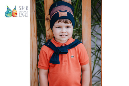
                    Jamiks JONAS czapka dla chłopca na wiosnę granat-pomarańcz
                