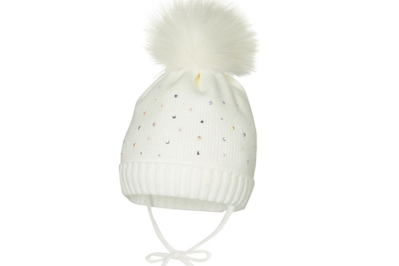 BROEL Genoveffa czapka na zimę dla dziewczynki chrzest ecru