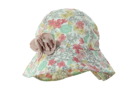 Pupill LIRICA kapelusz wiązany dla dziewczynki lniany pudrowy róż