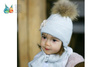 Pupill OPERA czapka dla dziewczynki na zimę pompon biała